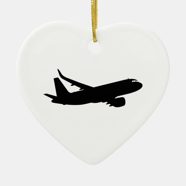 Jet Liner Black-Silhouette für Flugzeuge Keramikornament (Vorne)