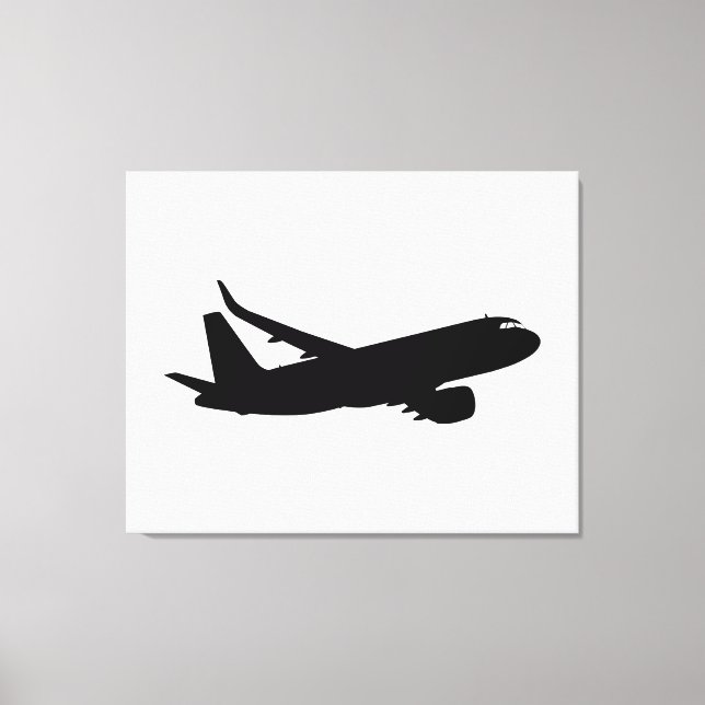 Jet Liner Black-Silhouette für Flugzeuge Leinwanddruck (Vorderseite)