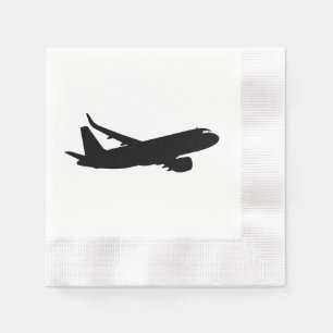 Jet Liner Black-Silhouette für Flugzeuge Serviette