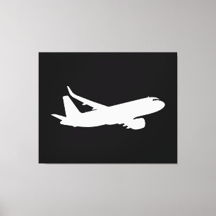 Jet Liner Weiße Silhouette Fliegendekor Leinwanddruck