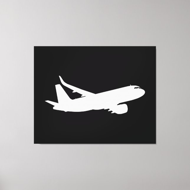 Jet Liner Weiße Silhouette Fliegendekor Leinwanddruck (Vorderseite)