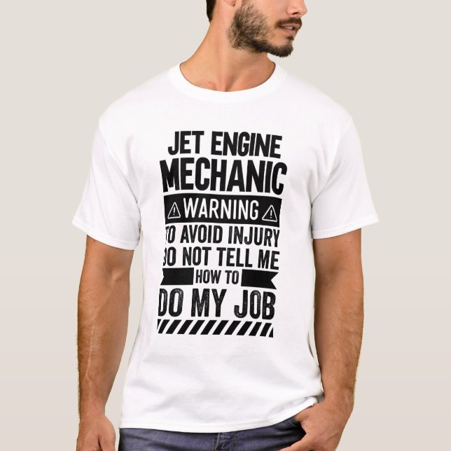 Jet-Motor-Mechanikwarnung T-Shirt (Vorderseite)