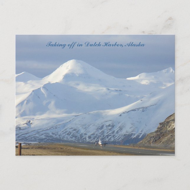 Jet on Runway in Dutch Harbour, Alaska Postkarte (Vorderseite)