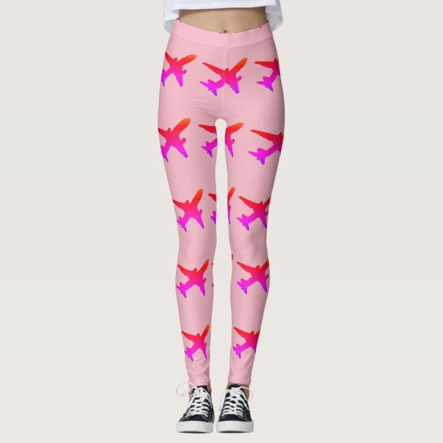 Jet-Silhouette-Regenbogen-Steigung Leggings (Vorderseite)