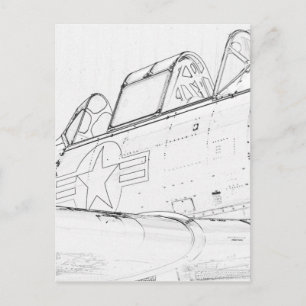 Jet Sketch Postkarte