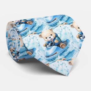 Jet Ski Blauer Teddybär Schlips Krawatte