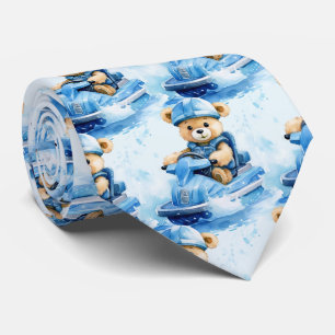 Jet Ski Blue Teddy Bear Neck Tie Krawatte