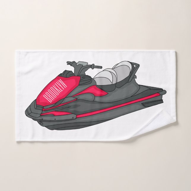 Jet ski Cartoon Illustration Badhandtuch Set (Handtuch)