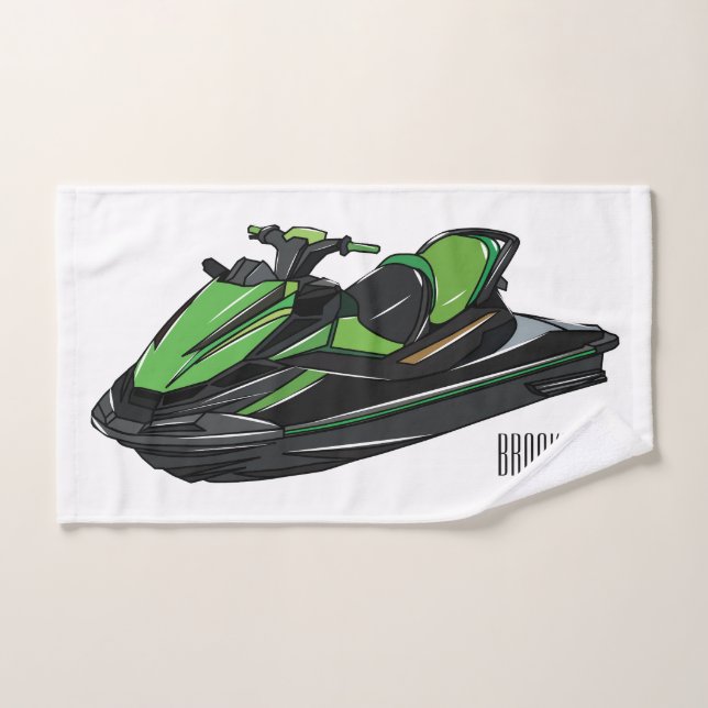 Jet ski Cartoon Illustration Badhandtuch Set (Handtuch)