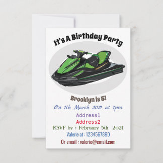 Jet ski Cartoon Illustration Einladung
