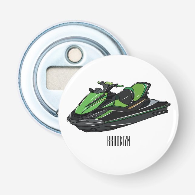 Jet ski Cartoon Illustration Flaschenöffner (Vorderseite)