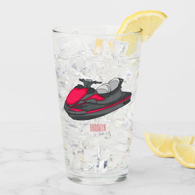Jet ski Cartoon Illustration Glas (Rückseite Ice)