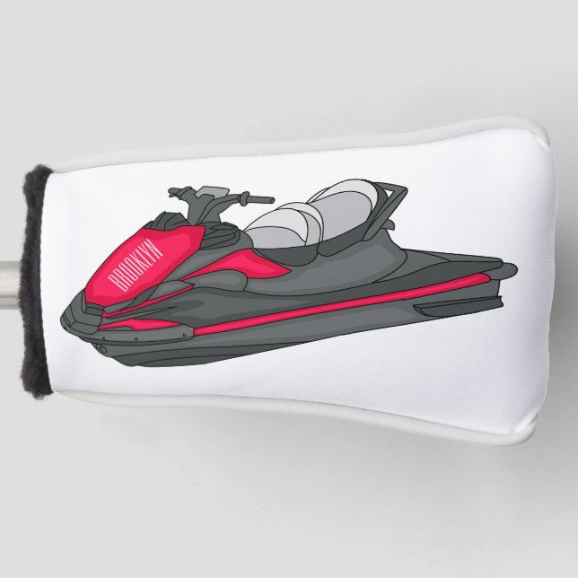 Jet ski Cartoon Illustration Golf Headcover (Vorderseite)