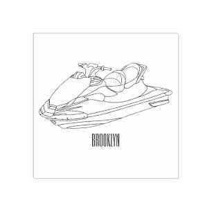 Jet ski Cartoon Illustration Gummistempel