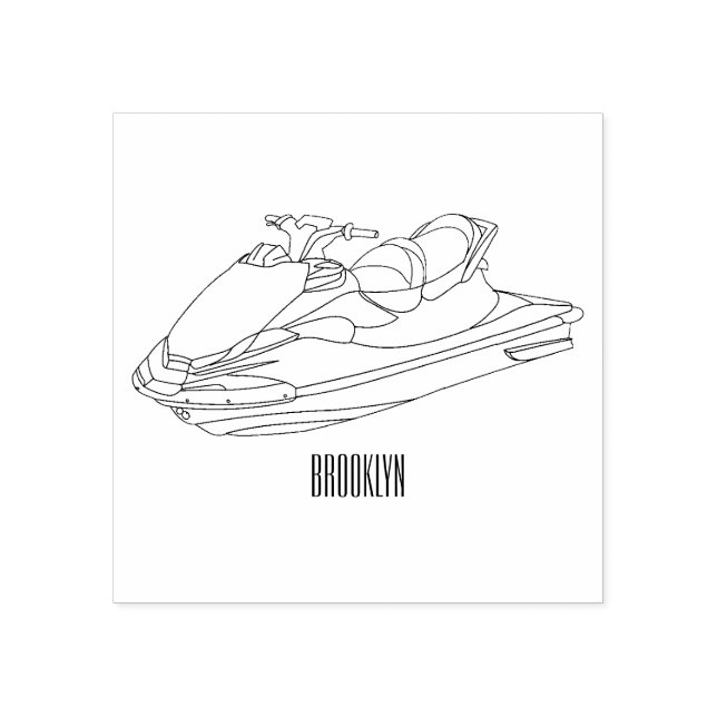 Jet ski Cartoon Illustration Gummistempel (Prägung)