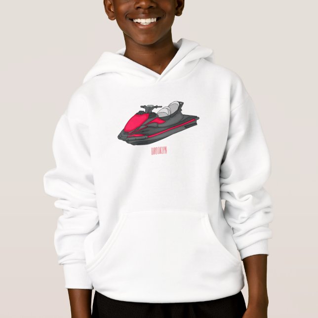 Jet ski Cartoon Illustration Hoodie (Vorderseite)