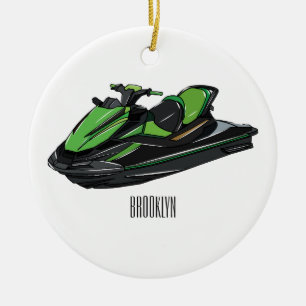 Jet ski Cartoon Illustration Keramik Ornament