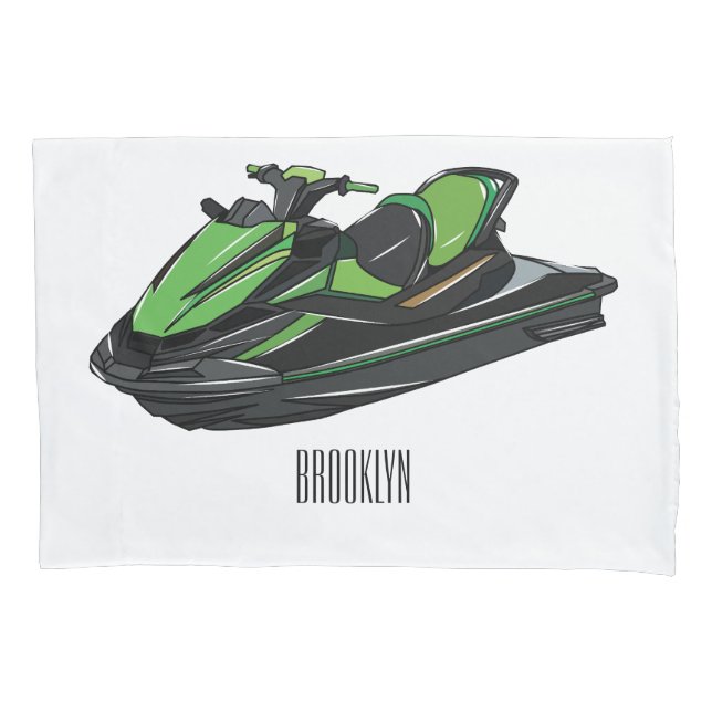 Jet ski Cartoon Illustration Kissenbezug (Vorderseite)