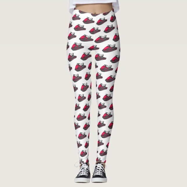 Jet ski Cartoon Illustration Leggings (Vorderseite)