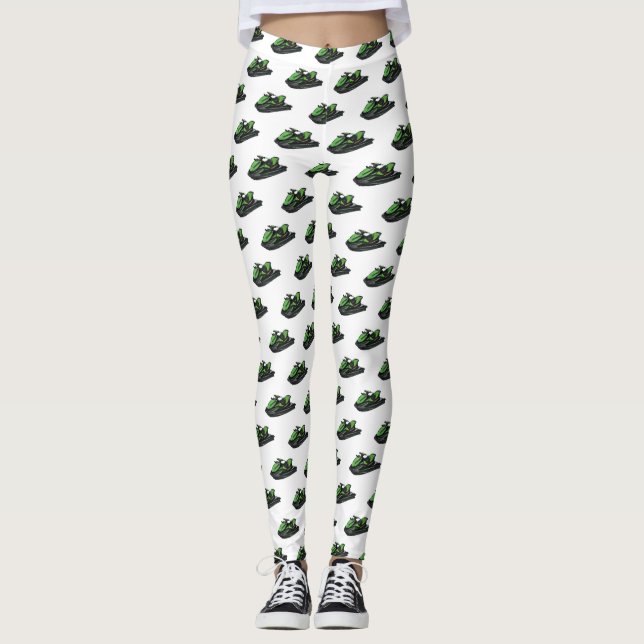 Jet ski Cartoon Illustration Leggings (Vorderseite)
