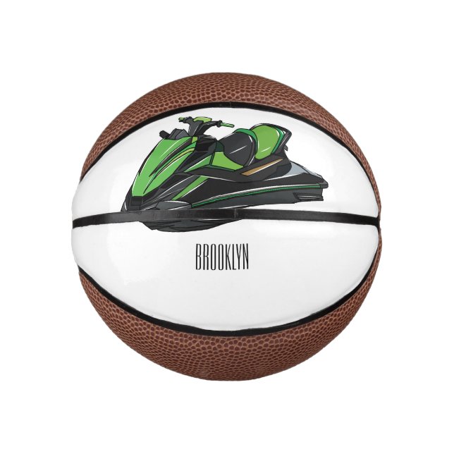 Jet ski Cartoon Illustration Mini Basketball (Vorderseite)