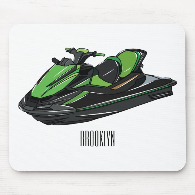 Jet ski Cartoon Illustration Mousepad (Vorne)