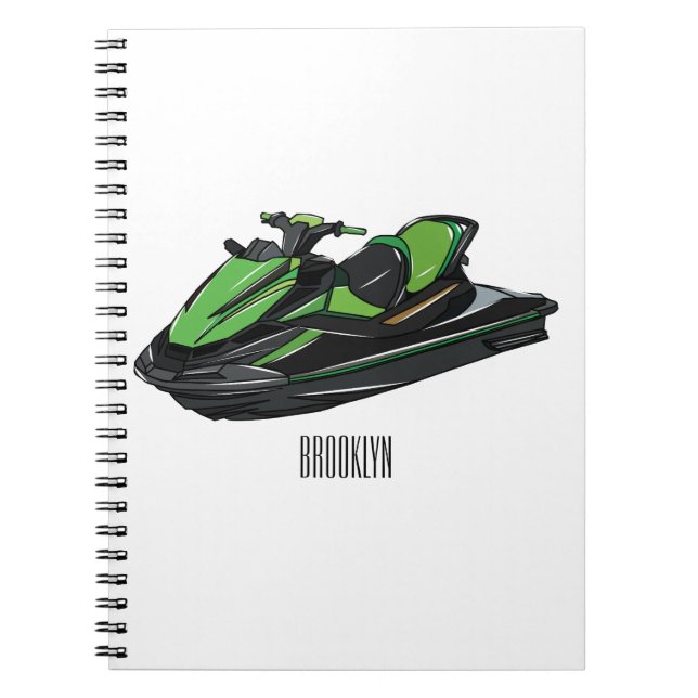 Jet ski Cartoon Illustration Notizblock (Vorderseite)