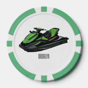 Jet ski Cartoon Illustration Pokerchips