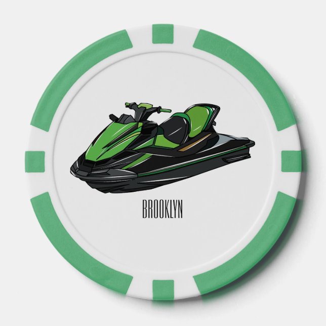 Jet ski Cartoon Illustration Pokerchips (Vorderseite)