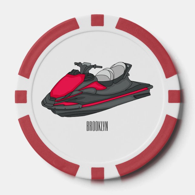 Jet ski Cartoon Illustration Pokerchips (Vorderseite)