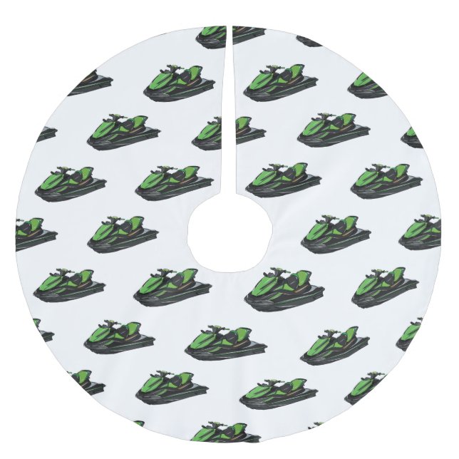 Jet ski Cartoon Illustration Polyester Weihnachtsbaumdecke (Vorderseite)