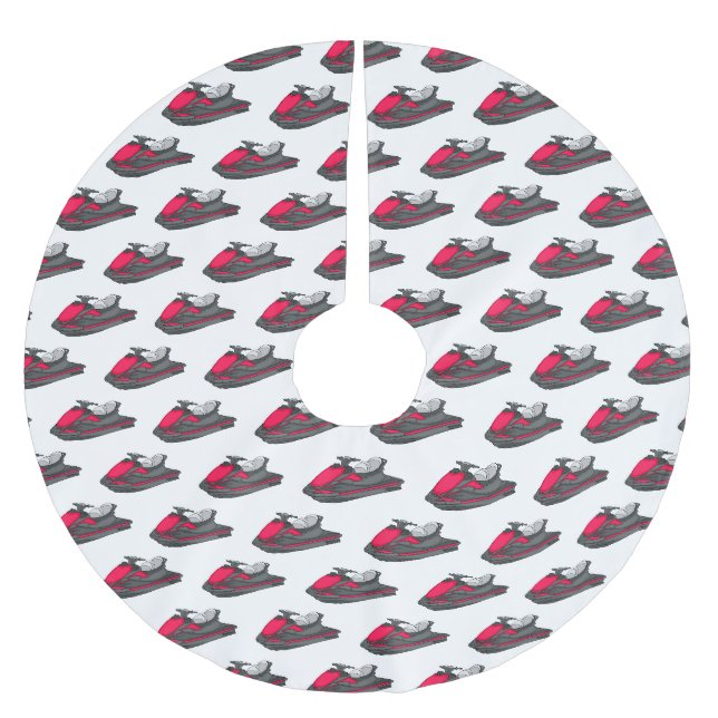 Jet ski Cartoon Illustration Polyester Weihnachtsbaumdecke (Vorderseite)