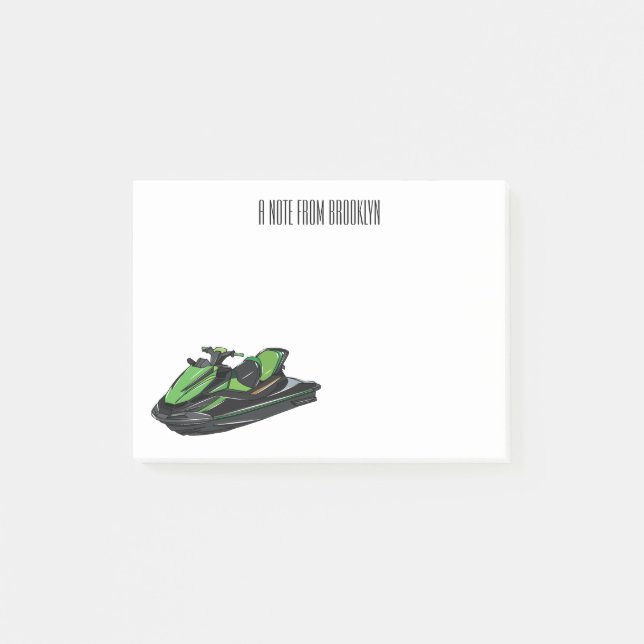 Jet ski Cartoon Illustration Post-it Klebezettel (Vorderseite)