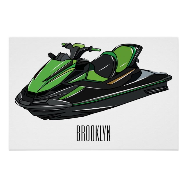 Jet ski Cartoon Illustration Poster (Vorderseite)