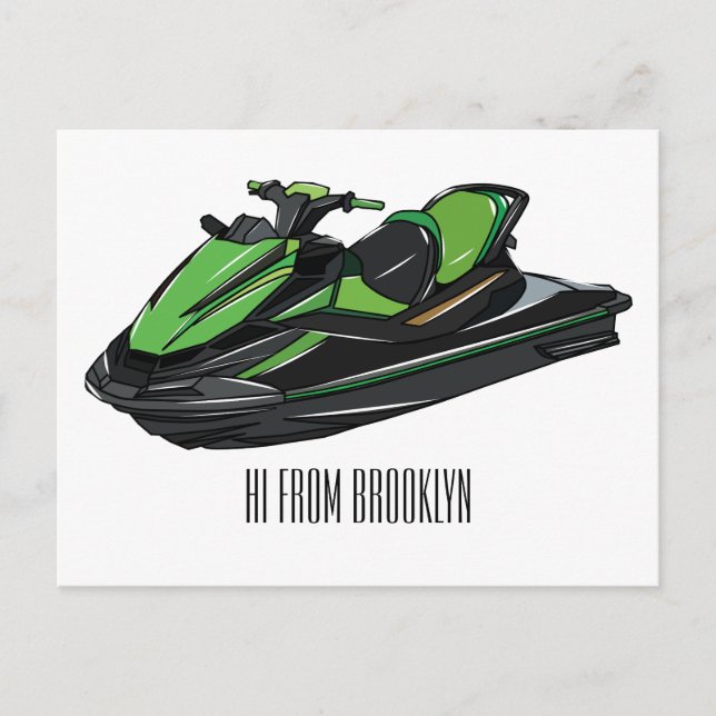 Jet ski Cartoon Illustration Postkarte (Vorderseite)