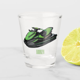 Jet ski Cartoon Illustration Schnapsglas