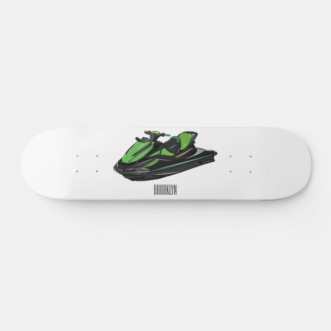 Jet ski Cartoon Illustration Skateboard (Horizontal)