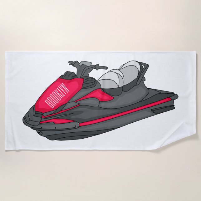 Jet ski Cartoon Illustration Strandtuch (Vorderseite)