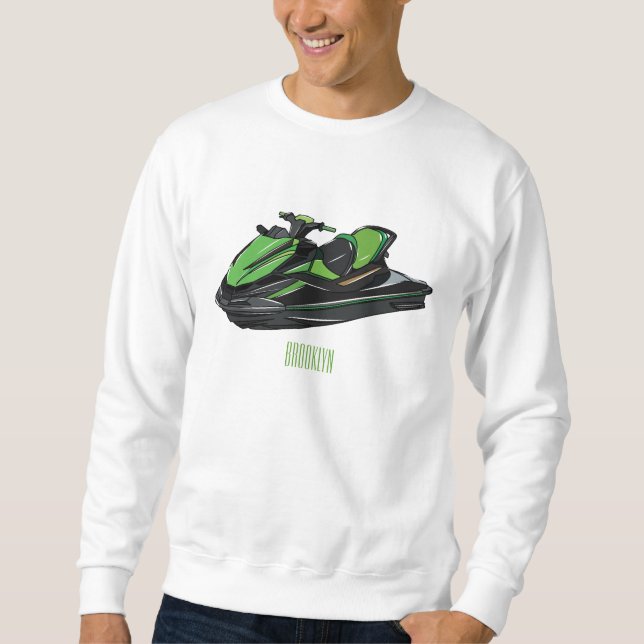 Jet ski Cartoon Illustration Sweatshirt (Vorderseite)