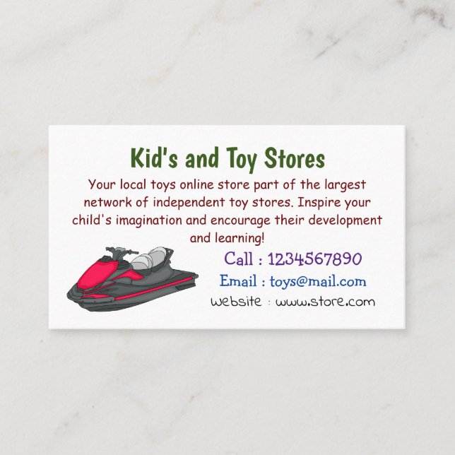 Jet ski Cartoon Illustration Visitenkarte (Vorderseite)