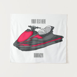 Jet ski Cartoon Illustration Wandteppich