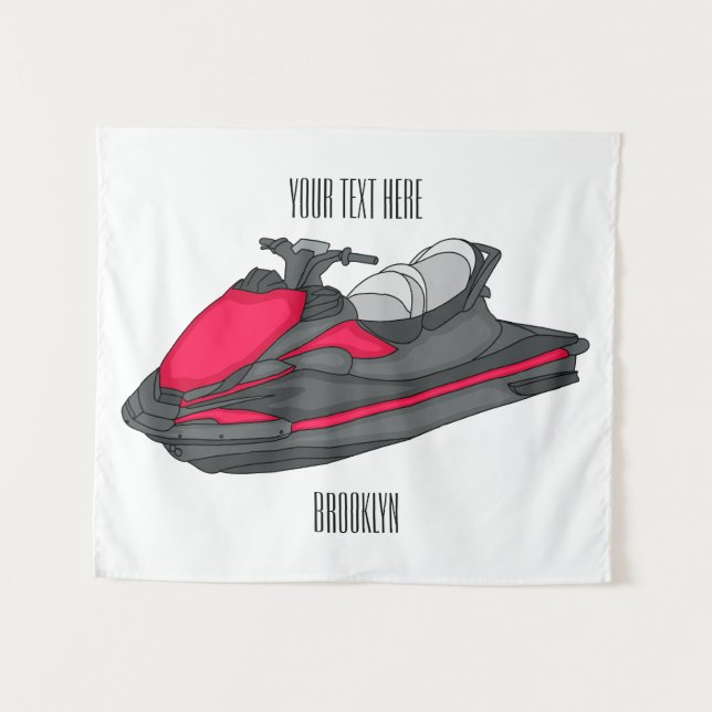 Jet ski Cartoon Illustration Wandteppich (Vorderseite (Horizontal))