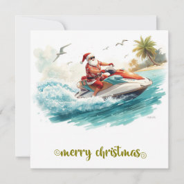 Jet Ski Christmas Holiday with Santa Claus Feiertagskarte