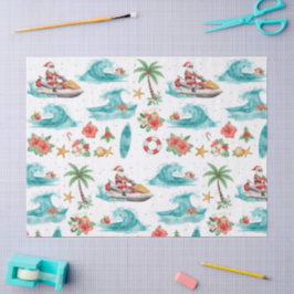 Jet Ski Christmas Holiday with Santa Claus Seidenpapier