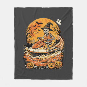 Jet Ski Halloween-Skelett-Hexe-Kürbis-Design_1 Fleecedecke