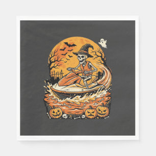 Jet Ski Halloween Skelett Hexe Kürbis Design_1 Serviette