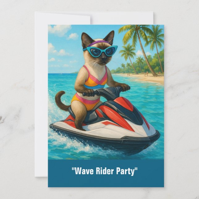 Jet Ski in the sea for Sport water and Cat lovers Einladung (Vorderseite)