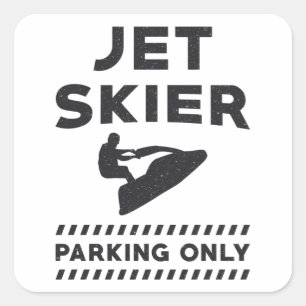 Jet Ski Jet Ski Jet Skier Parkplatz nur Wasser Quadratischer Aufkleber