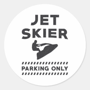 Jet Ski Jet Ski Jet Skier Parkplatz nur Wasser Runder Aufkleber