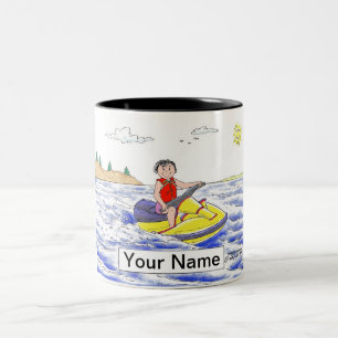 Jet Ski Rider - Cartoon Zweifarbige Tasse